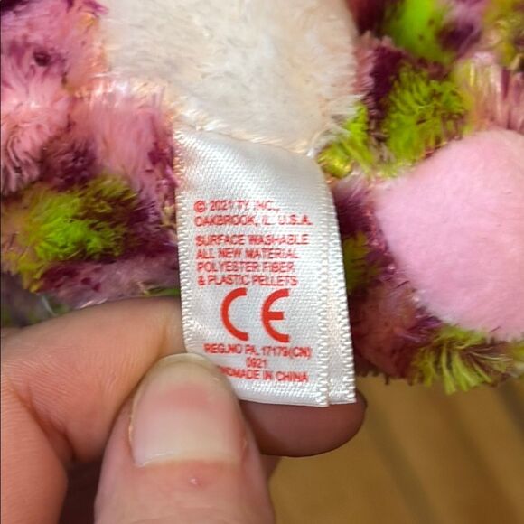 TY “Lainey” Plush Pink and Green Striped Leopard Toy - No Tag - Picture 5 of 6